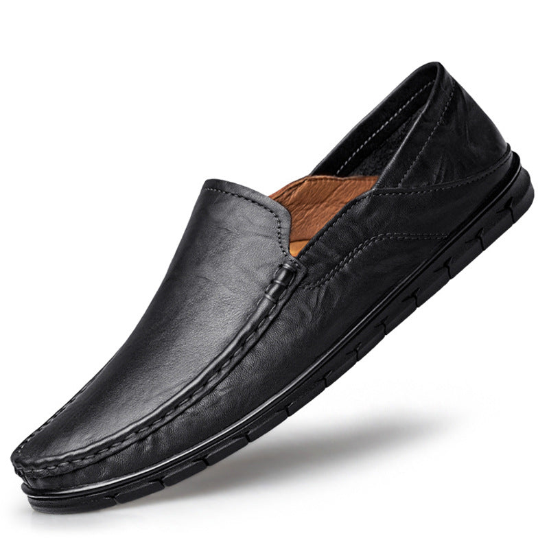 Men's Cowhide Soft Bottom Slip On Business Casual Shoes