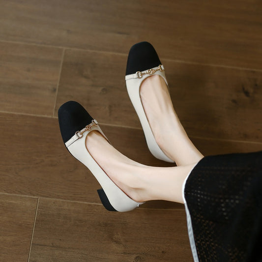 Women's Classic Style Chunky Slip-on Square Toe Casual Shoes