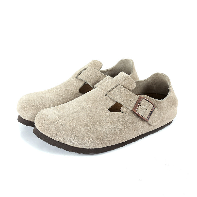 Women's Cork Toe Box All-inclusive Cowhide Low Casual Shoes