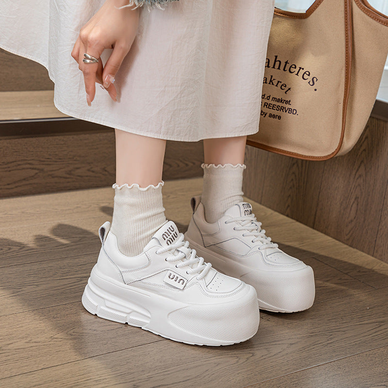 Women's Platform White Heightened Spring Soft Bottom Casual Shoes