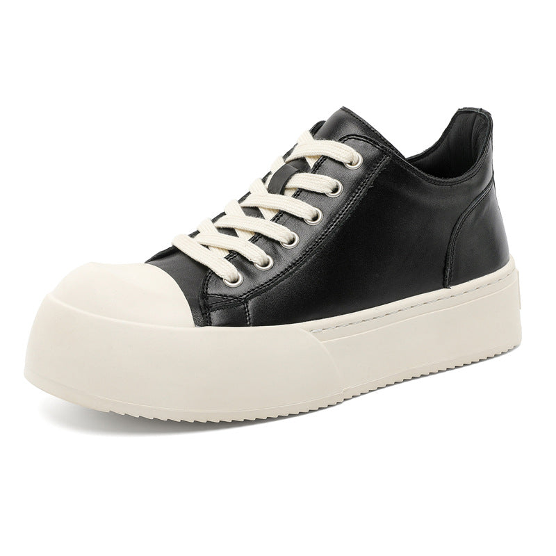 Men's First Layer Cowhide Black Board Little Sneakers