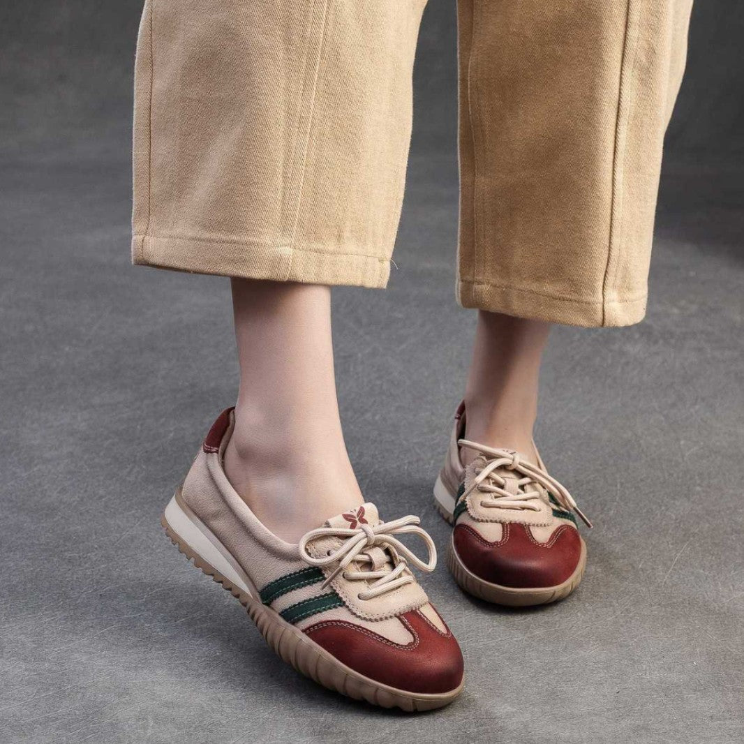 Women's First Layer Cowhide Spring Breathable Slimming Casual Shoes