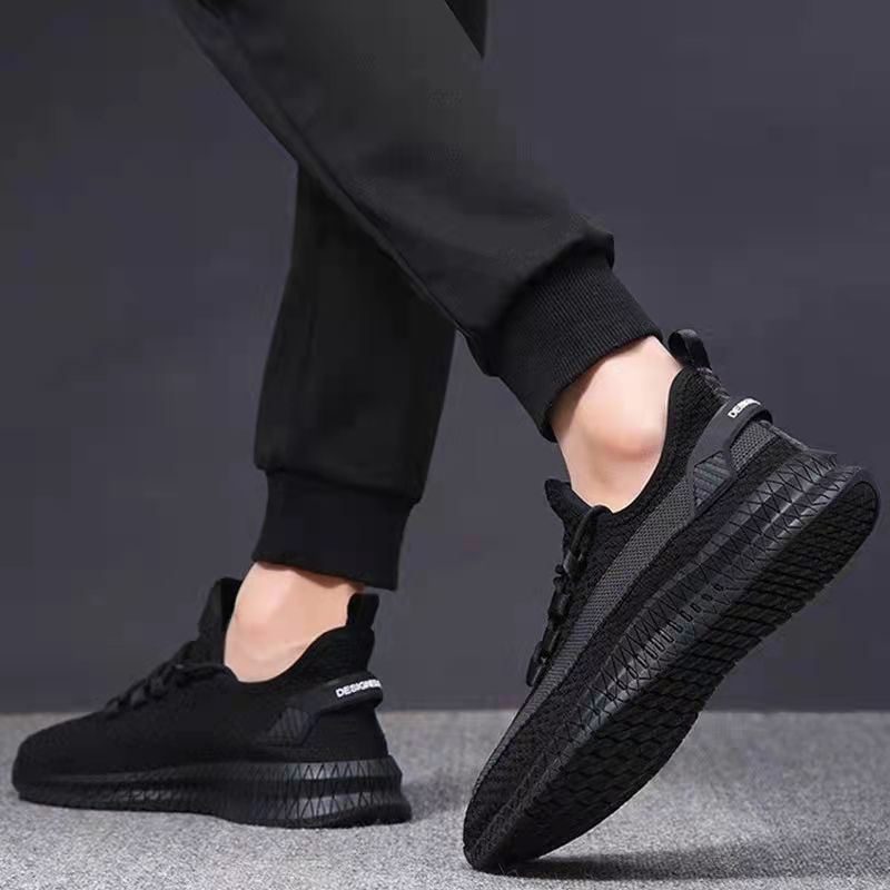 Men's Popular Flying Woven Breathable White Casual Shoes