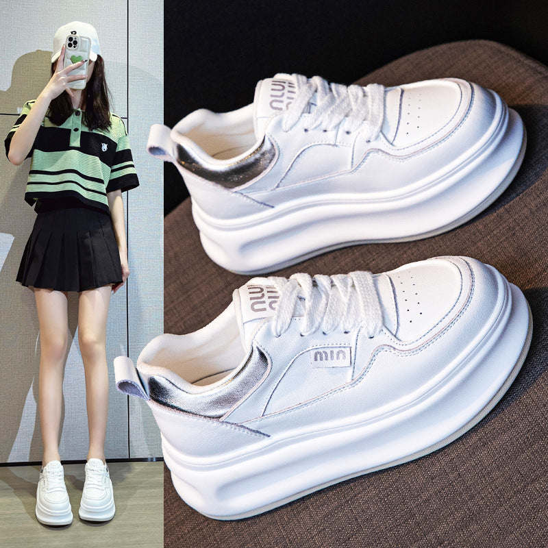 Women's Autumn Genuine Platform Inner Height Increasing Casual Shoes