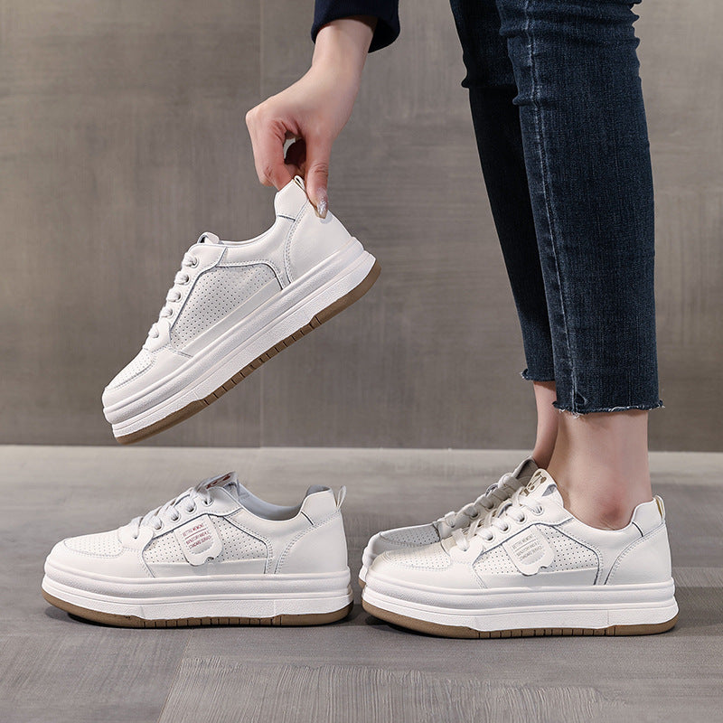 Women's Thick-soled White Sports Spring Flat Bottom Casual Shoes