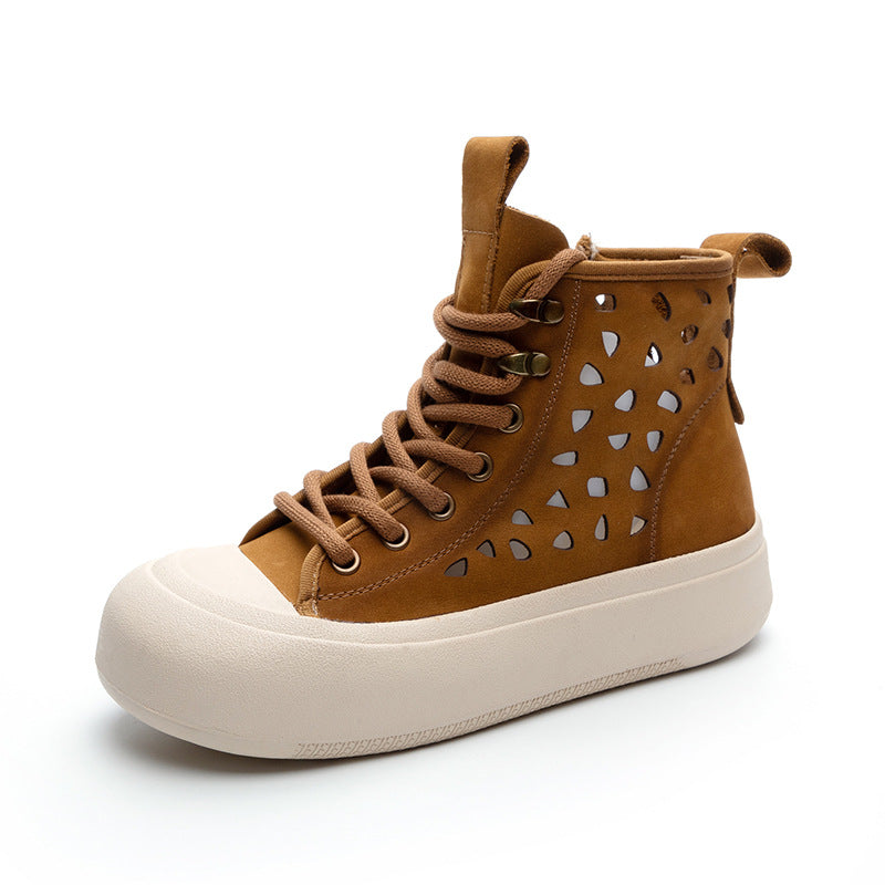 Women's Top Layer Cowhide Flat Doll Head Sandals