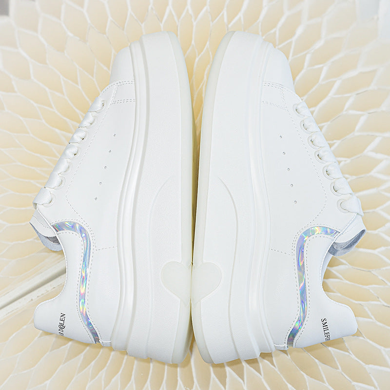 Women's Lovely White Spring Lightweight Platform Height Sneakers