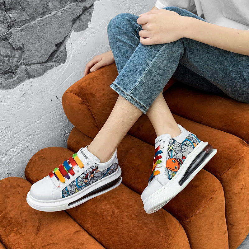 Women's & Men's White Fashionable Autumn Summer Air Cushion Sneakers