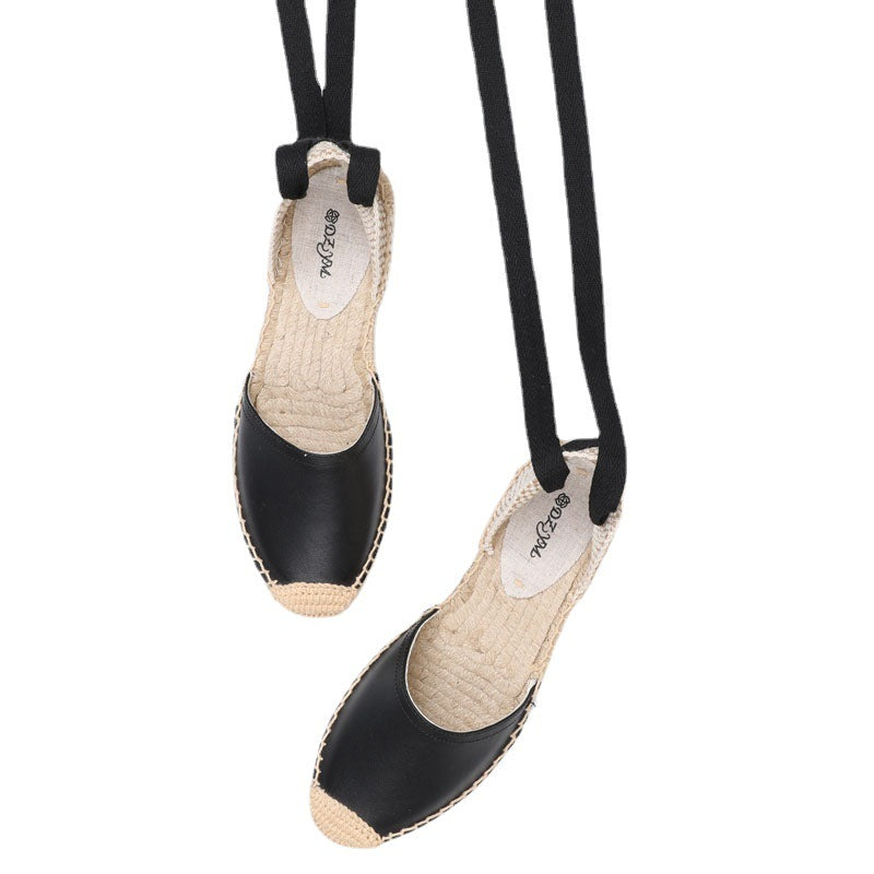 Women's Summer Round Toe Hemp Bottom Fisherman Slingback Sandals