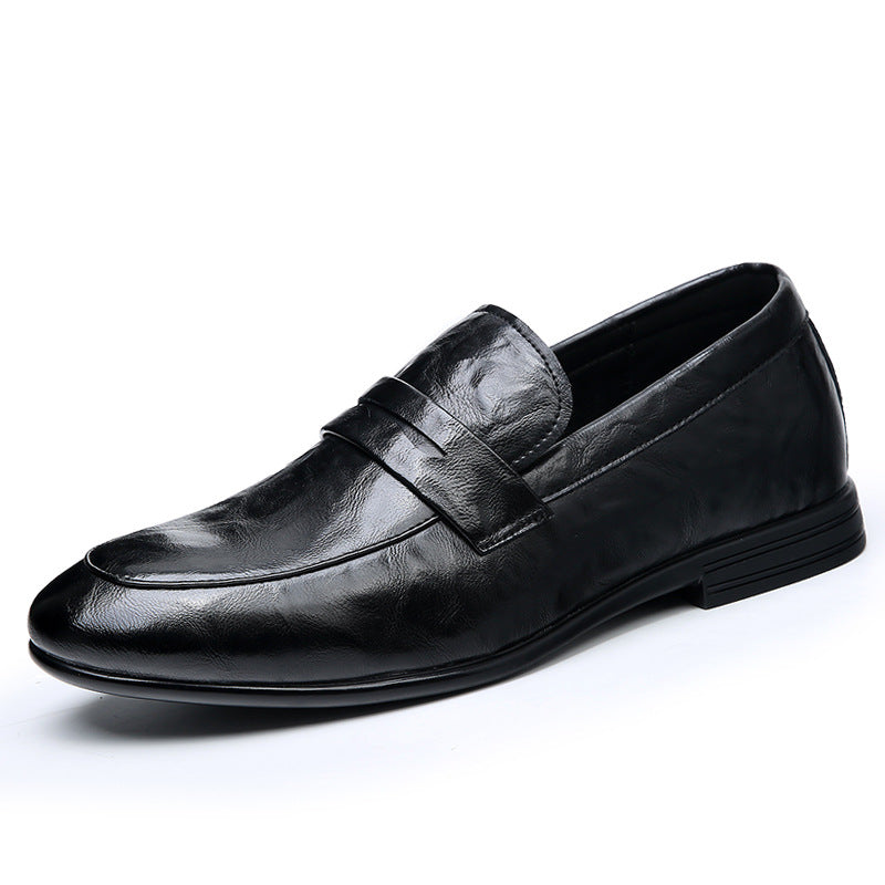 Men's Slip-on Genuine Versatile Korean Trendy Soft Men's Business Leather Shoes