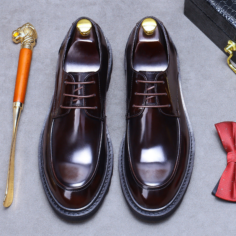 Men's Automatic Distribution Exclusive Genuine Business Derby Leather Shoes