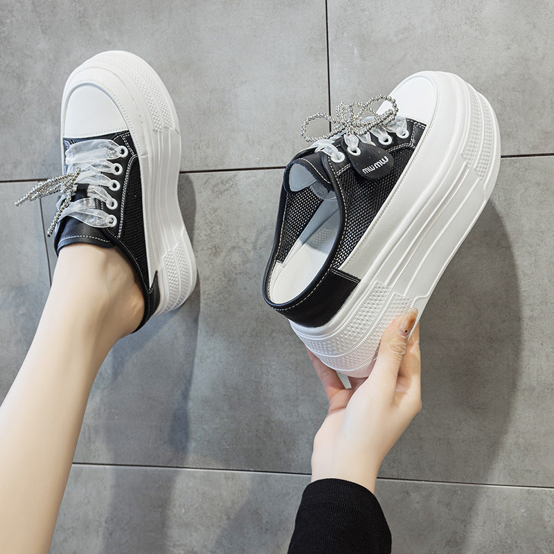 Women's Half Height Increasing Insole Outer Wear Thick Bottom Casual Shoes