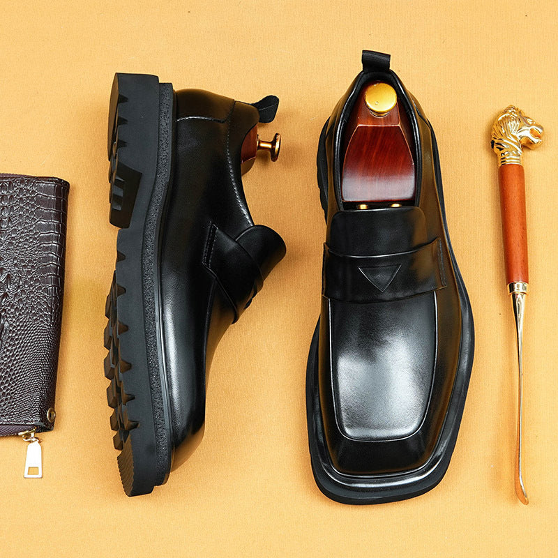 Men's Business Genuine England Style One Pedal Leather Shoes