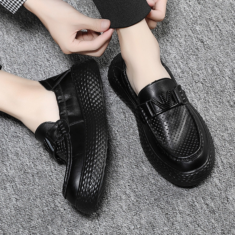 Men's Summer Breathable Mesh Genuine Black Driving Loafers