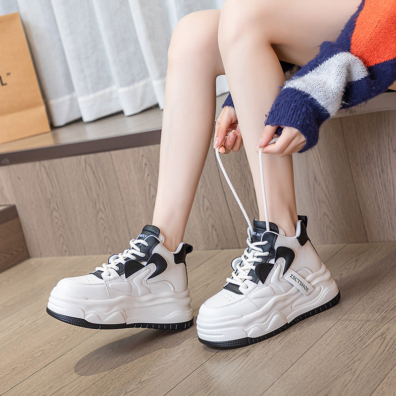 Super Popular Spring Platform Cowhide Easy Wear Sneakers