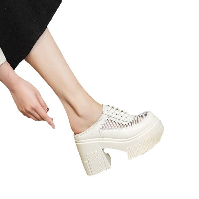Mesh Inner Height Increase High Platform Thick Loafers