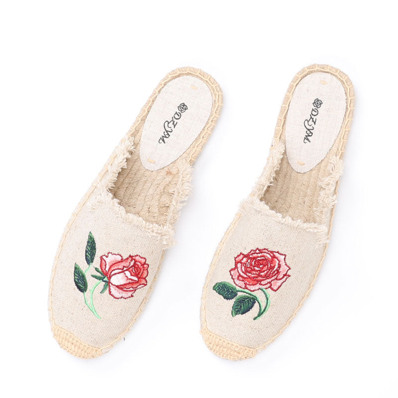 Women's Closed Toe Cotton Holiday Outdoor Embroidered Ethnic Slippers