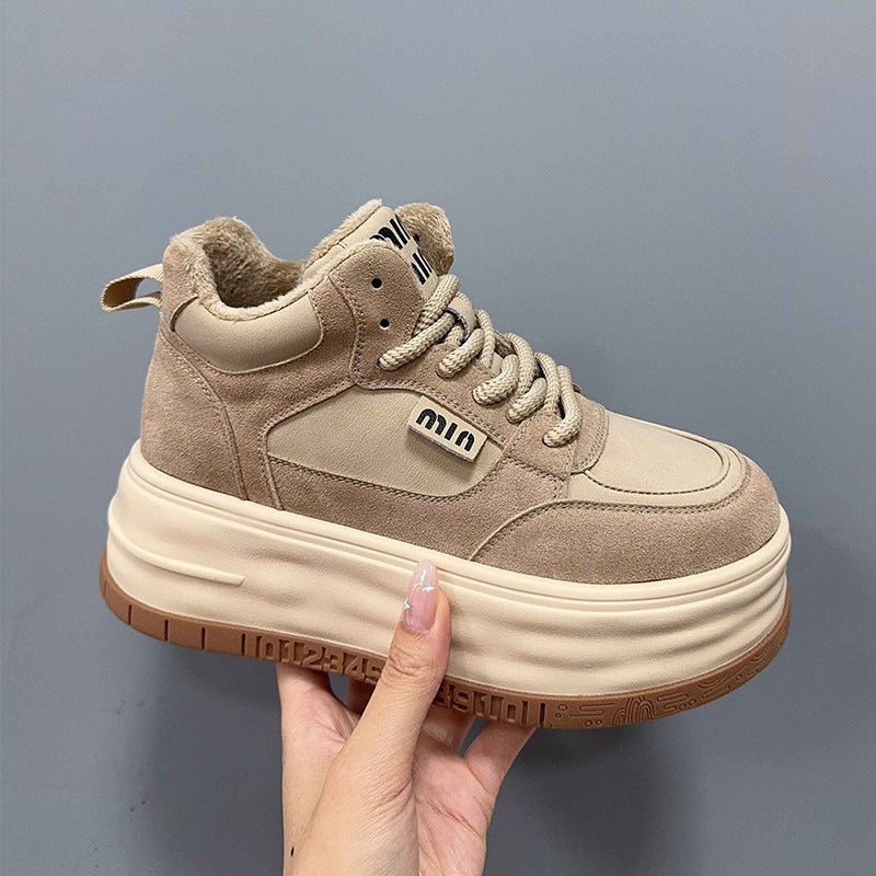 Women's Platform White Spring Comfortable Small Height Casual Shoes