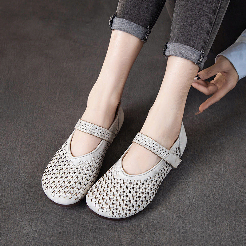 Women's Mother's Summer Hollow Hole Flat Vintage Sandals