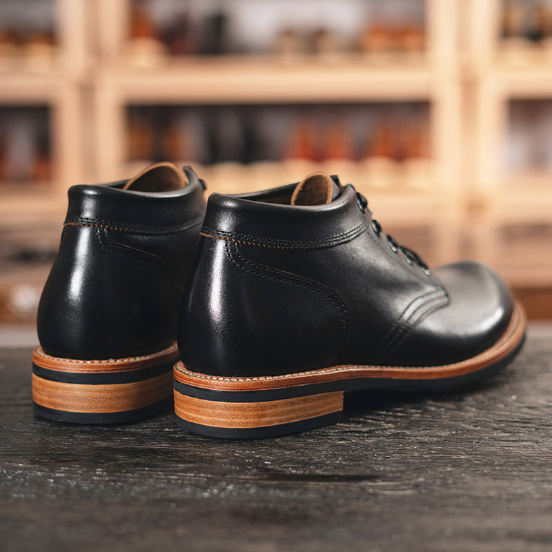 Men's Reengraved Style Short Genuine Booties Round Boots