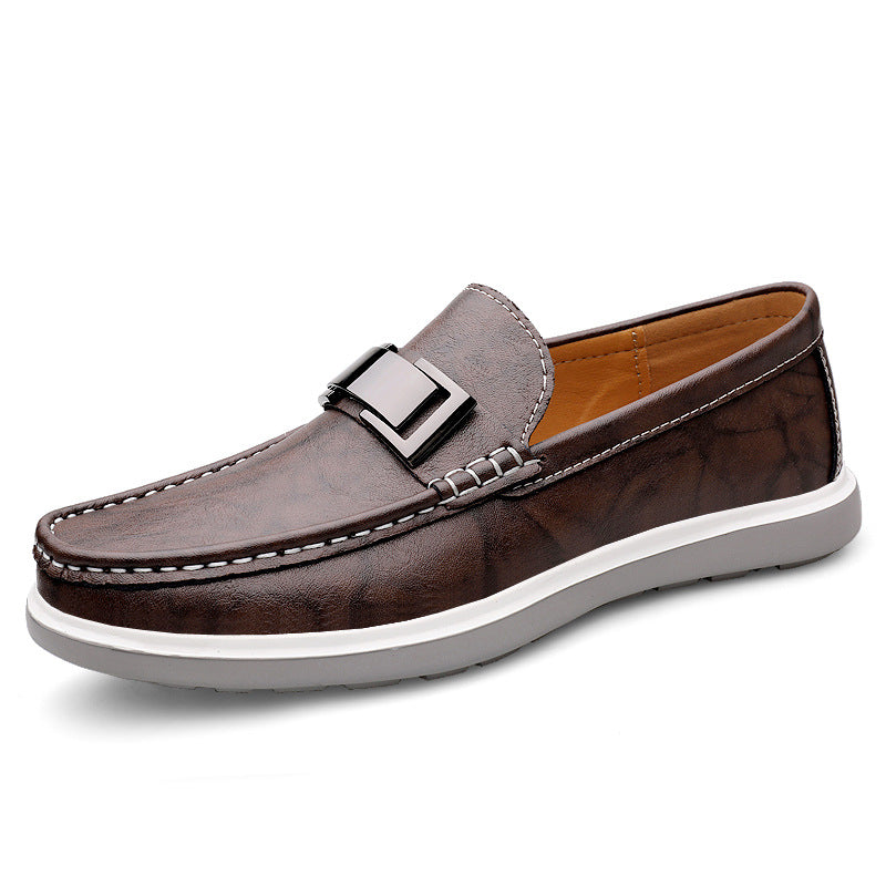 Men's Fashion Spring Slip-on Flat Metal Decoration Loafers