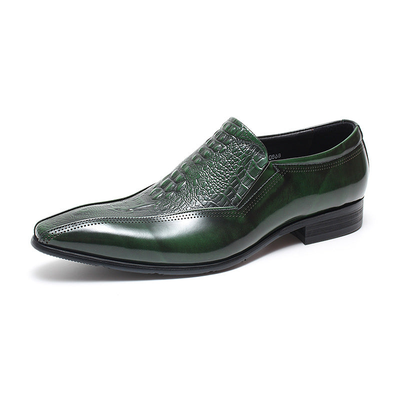 Men's British Style Business Glossy Pointed Slip-on Leather Shoes