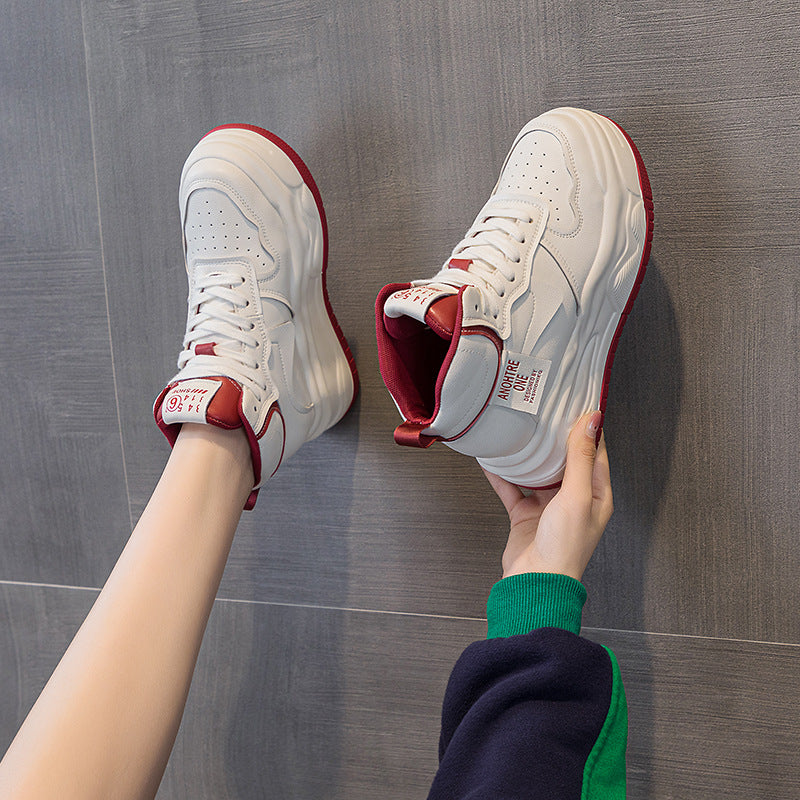 Women's White Trendy Autumn Korean Style Versatile Sneakers