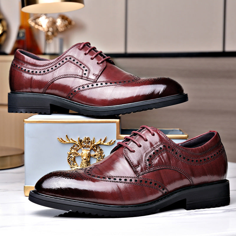 Men's Wear First Layer Calf Business Black Leather Shoes