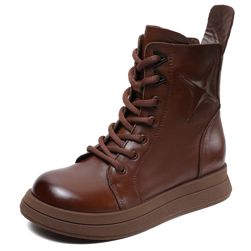 Women's Genuine Single Height Increasing Insole Round Boots