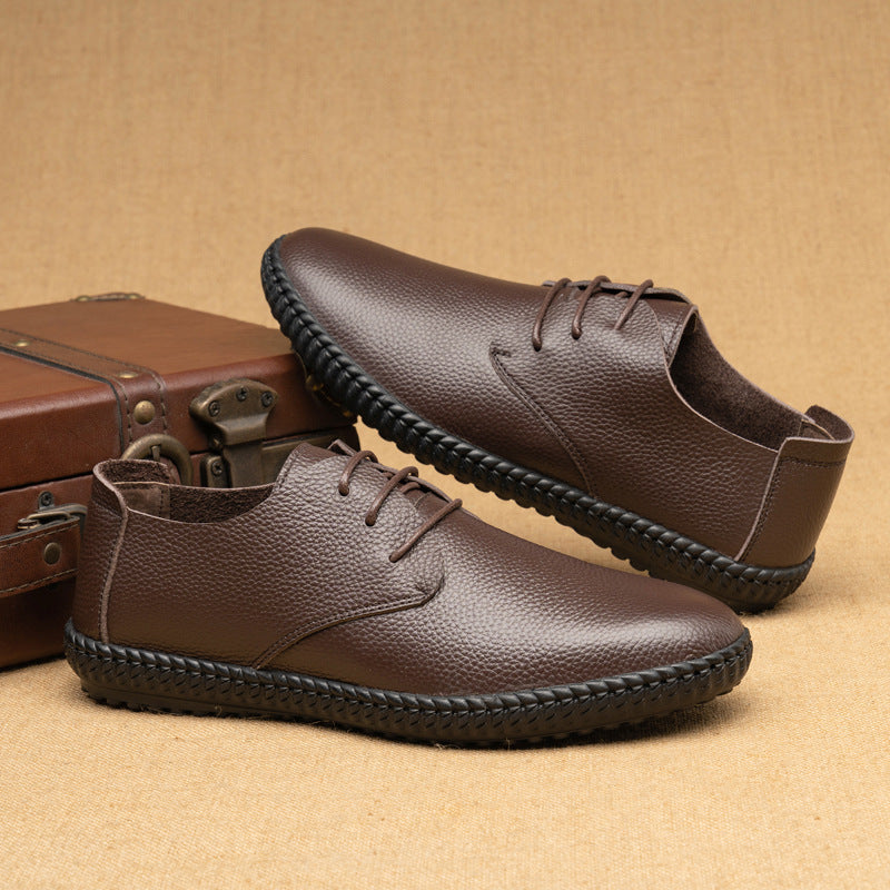 Men's Rubber Sole Full Grain Cow Flanging Soft Leather Shoes