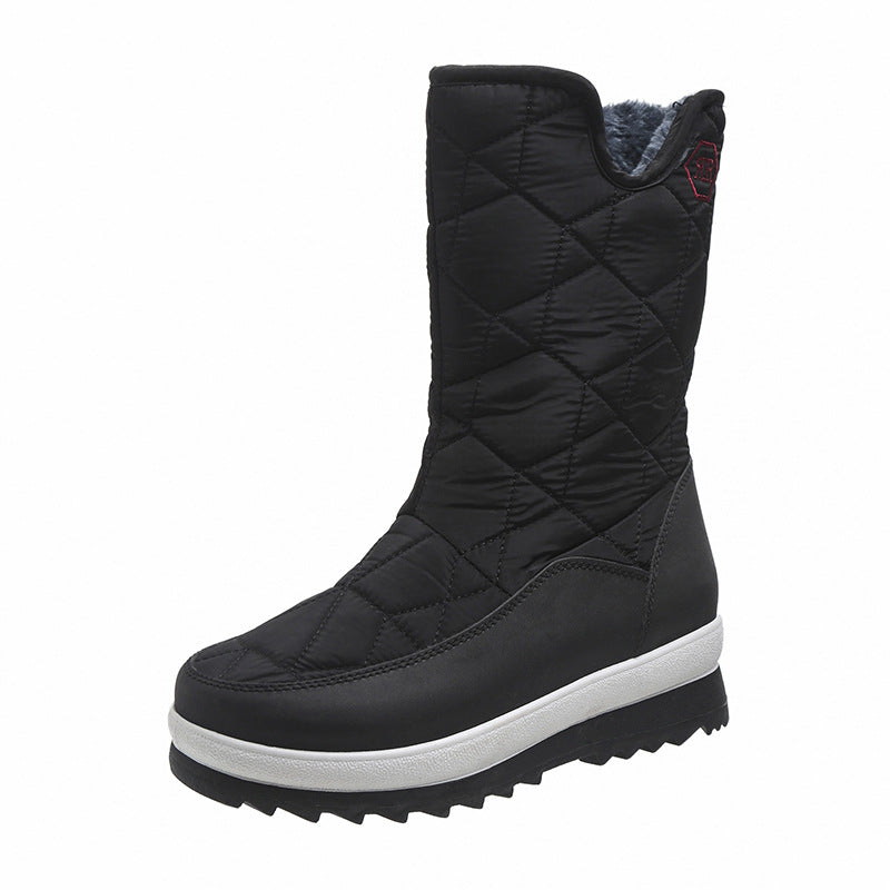 Warm Keeping Cotton Zip Side V Snow Boots