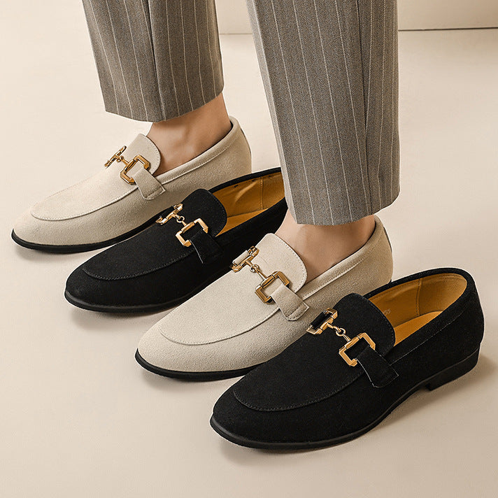 Men's Summer Solid Color Glossy Korean Style Plus Size Leather Shoes
