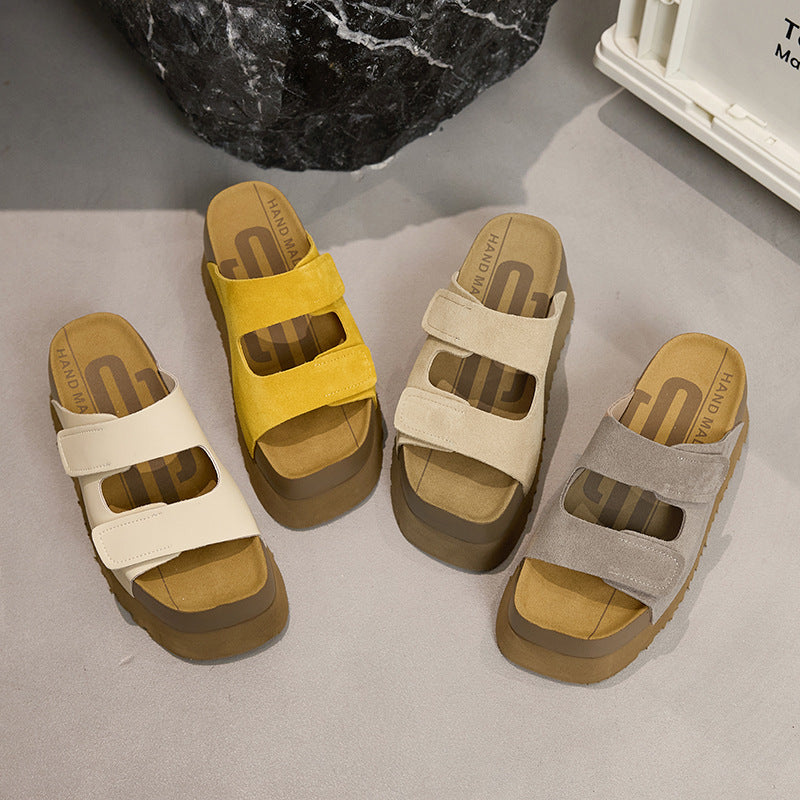 Women's Wen Platform Thick Breast Toast Retro Slippers
