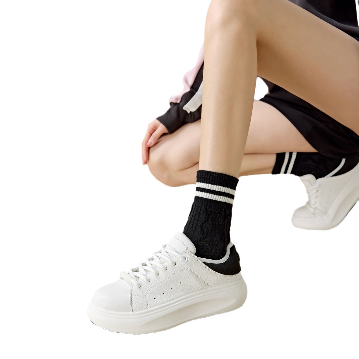 Women's Genuine White Thick-soled Wild Running Mcqueen Casual Shoes