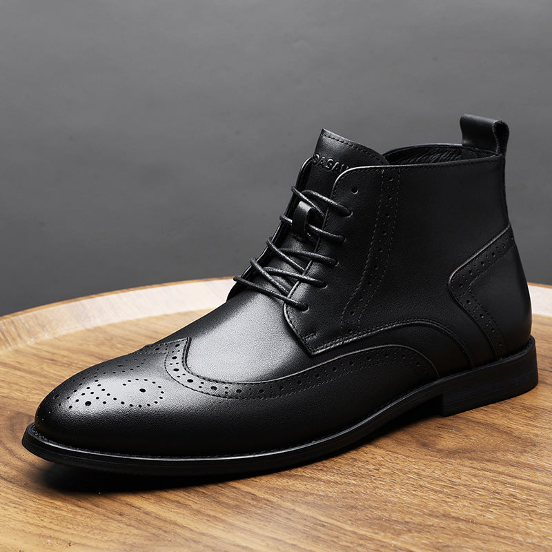 Men's Martin Breathable Ankle British Style Brogue Boots