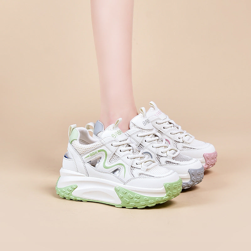 Women's Hollow Summer Height Increasing Insole Mesh Casual Shoes