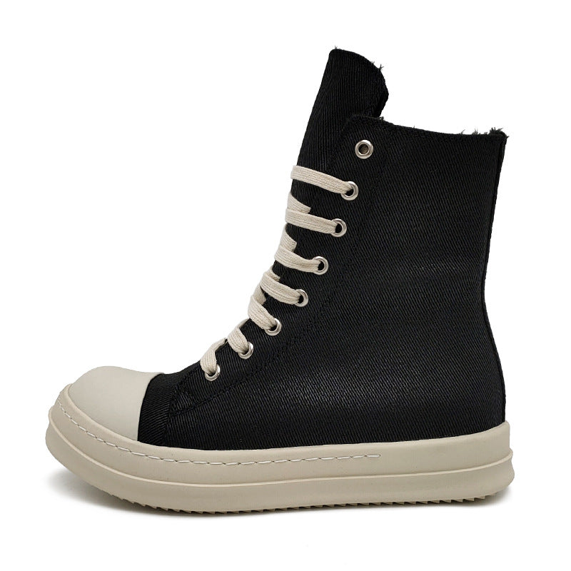 Women's & Men's Plus Veet Warm Cloth Up Round Toe Sneakers