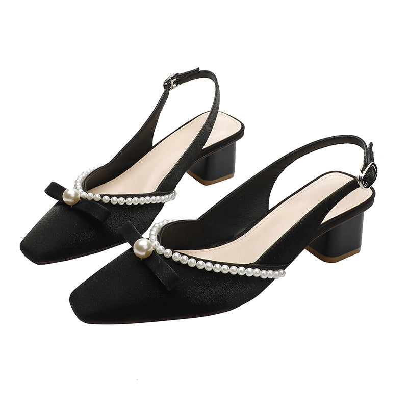 Women's Style Closed Toe Mid Summer Bow Heels