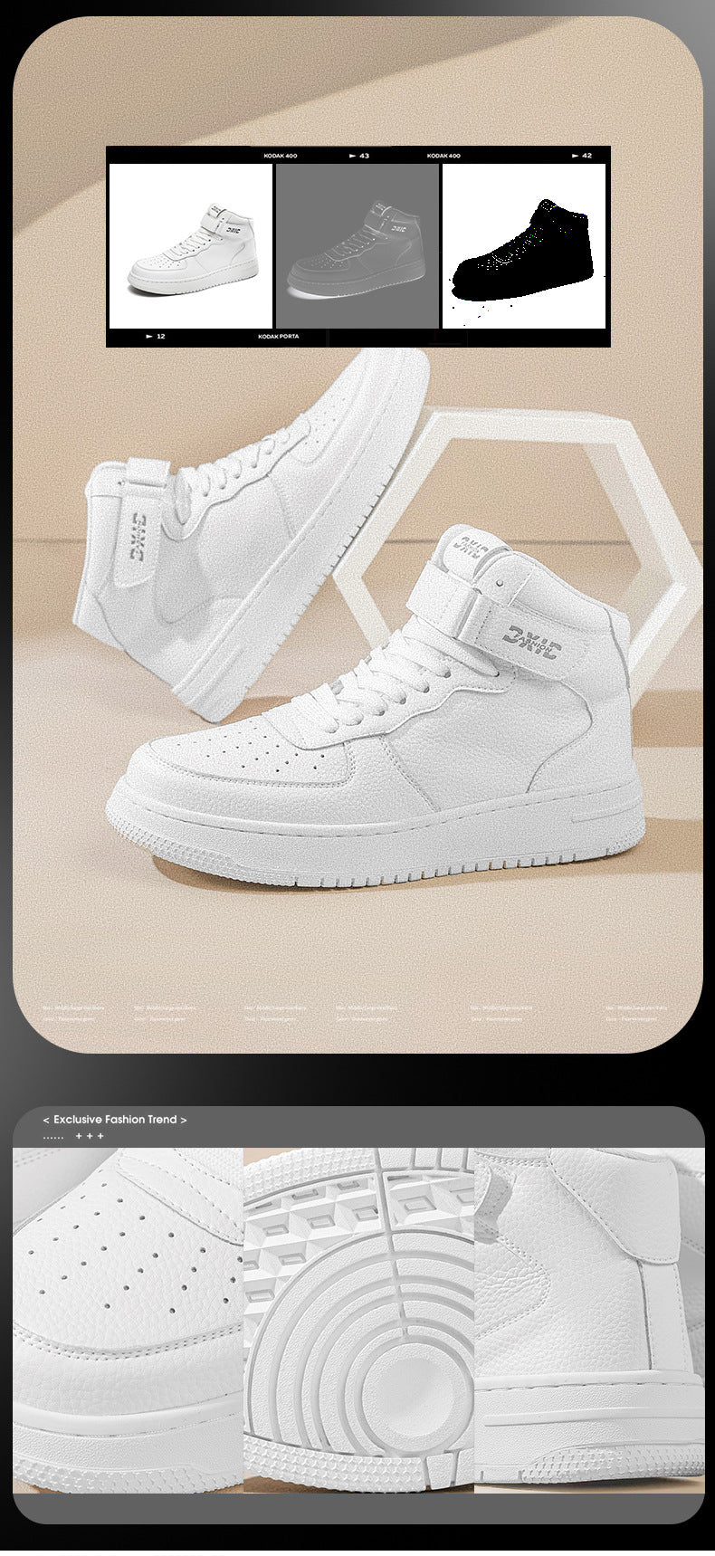 Men's Oversized Platform Board Trendy Sports White Men's Shoes