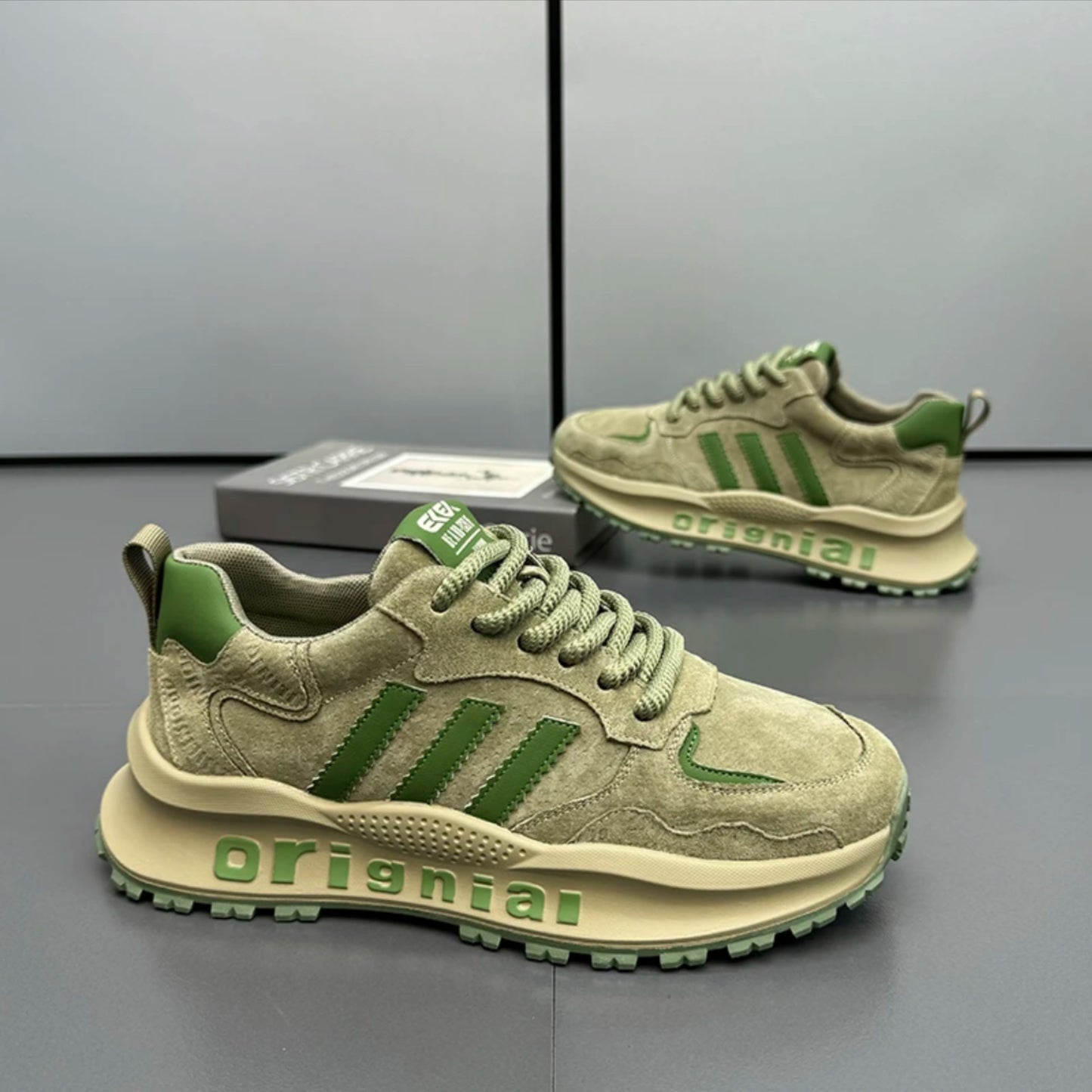Men's Retro Three Bars Dad Comfortable Elevator Casual Shoes