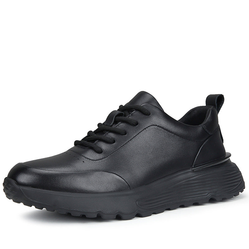 Men's Autumn First Layer Cowhide Trendy Platform Sneakers