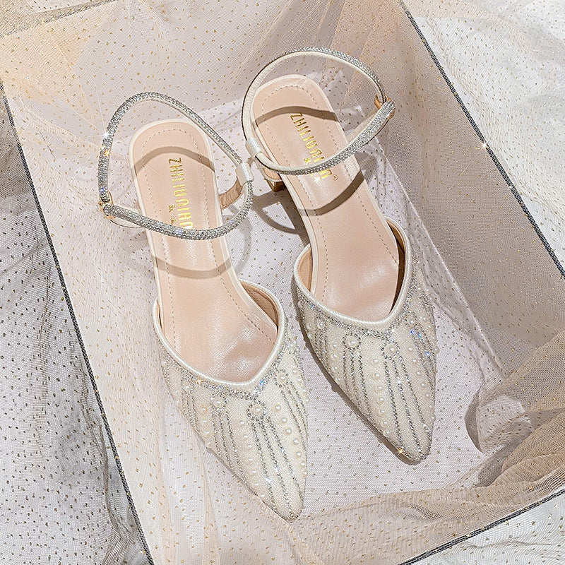 Women's Box Summer Chunky Spring Fairy Style Middle Heels
