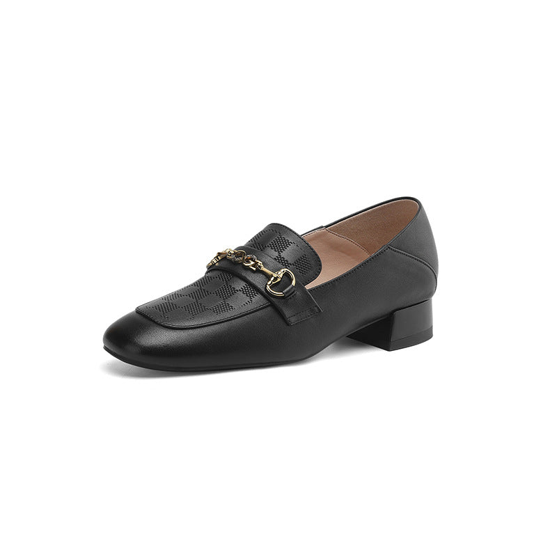Women's Korean Style Square Toe Metal Fastener Lazy Dual-purpose Loafers