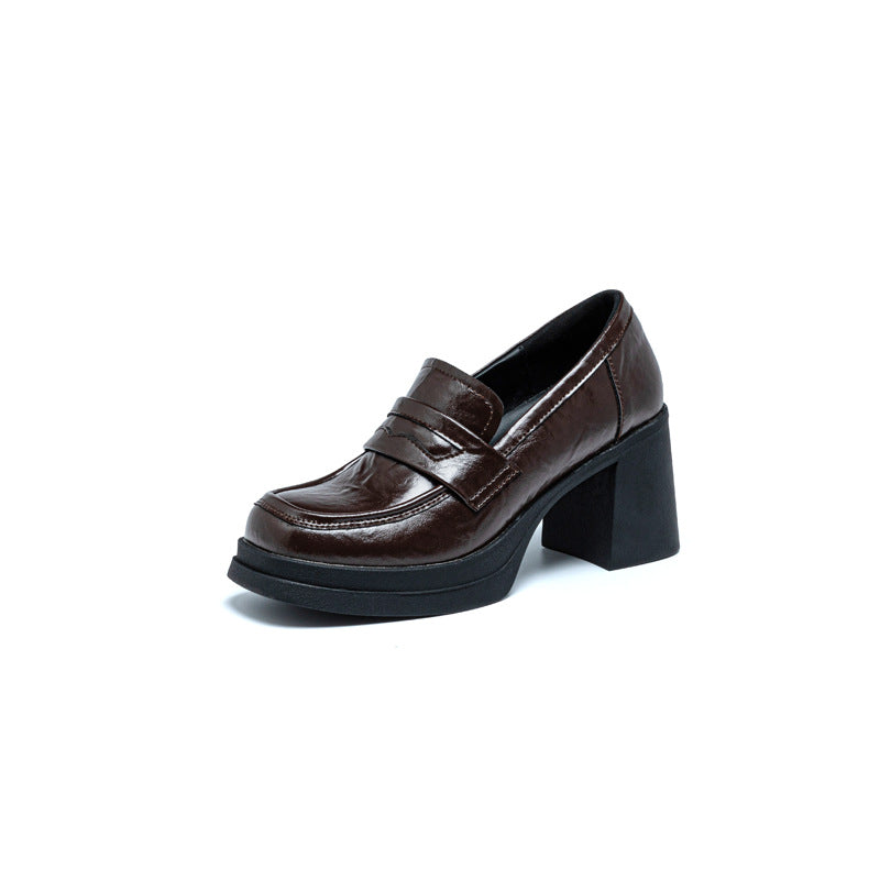 Thick Bottom Chunky Pumps Versatile British Loafers