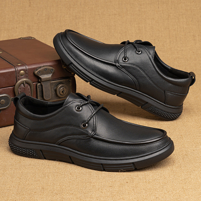 Men's Autumn Breathable Wearable First Layer Cowhide Leather Shoes