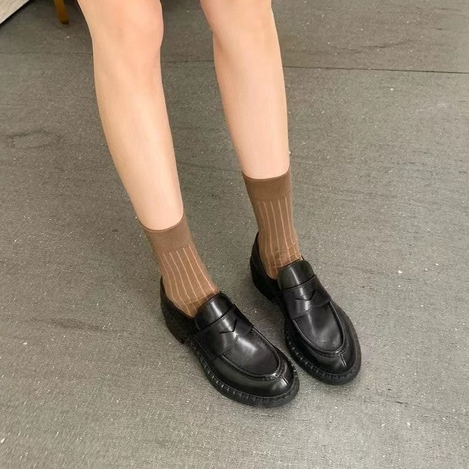 Women's British Vintage Fashion Round Toe Soft Heels