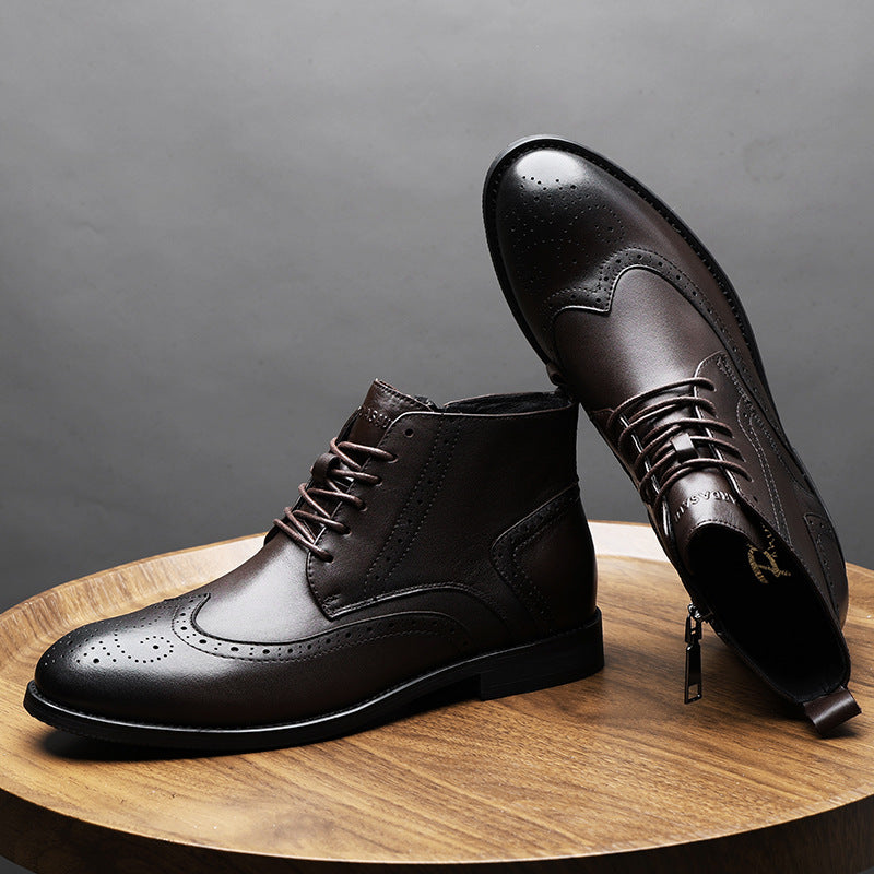 Men's Martin Breathable Ankle British Style Brogue Boots