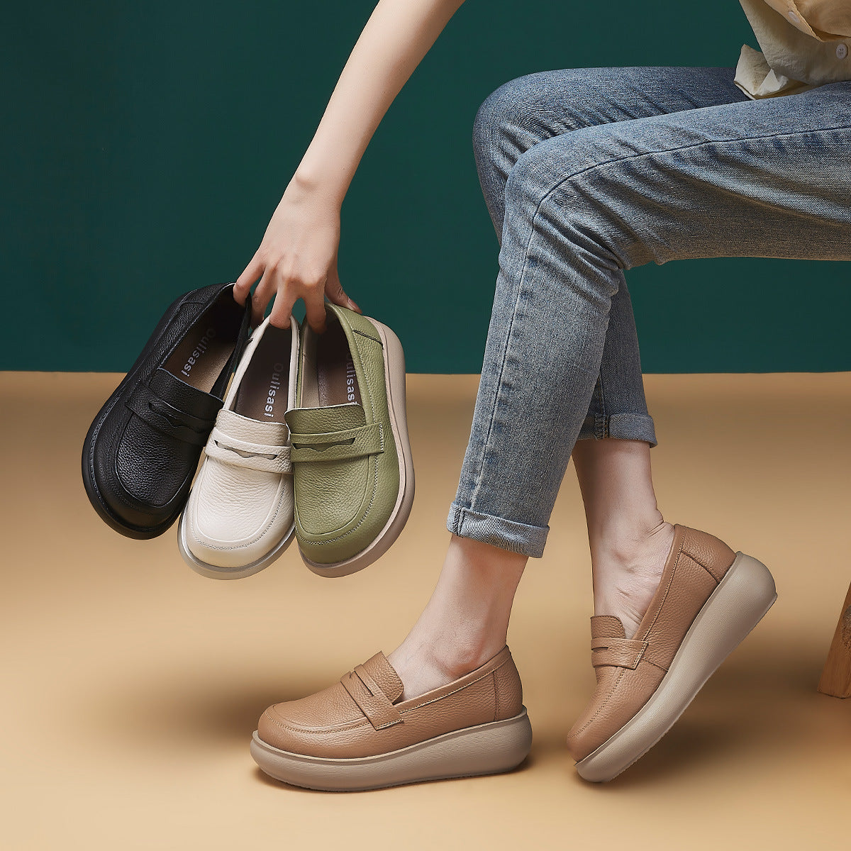 Platform British Retro Style Flat-heeled Slip-on Top Casual Shoes