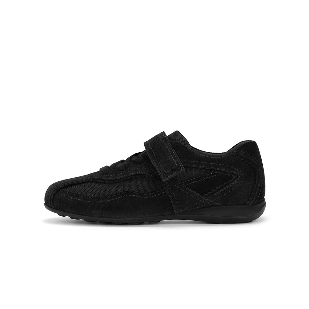Women's Ballet Training Niche Square Toe Frosted Retro Lace Up Casual Shoes