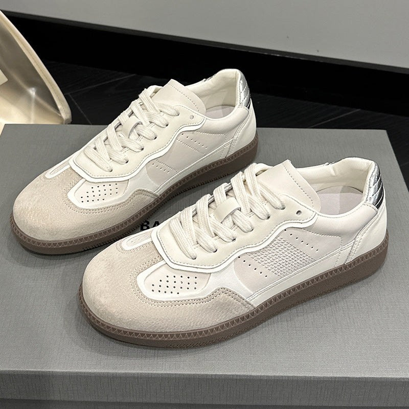 Women's Training Breathable White Round Toe Lace Casual Shoes